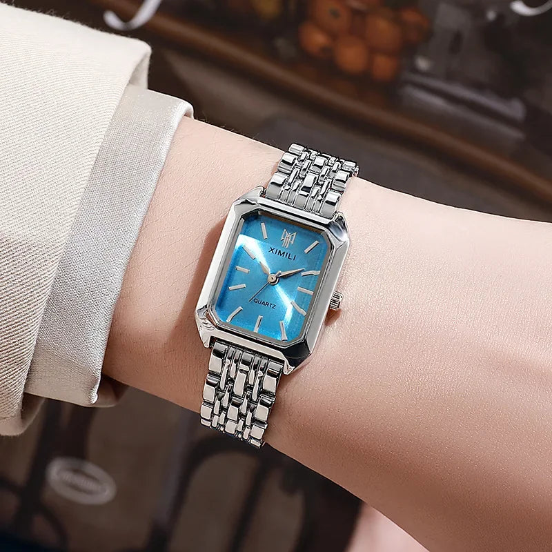 2025 Hot Luxury Women’s Stainless Steel Square Watch – Fashionable Quartz Gift
