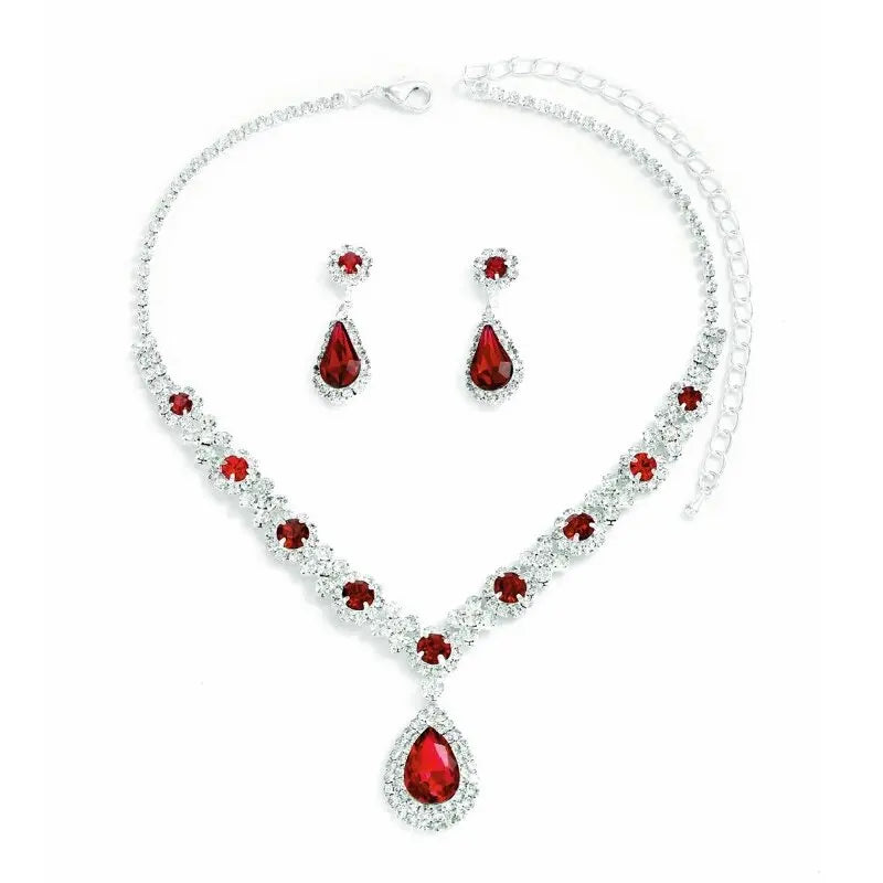 Elegant 3-Piece Crystal Droplet Necklace & Earrings Set for Women | Wedding & Evening Dress Jewelry