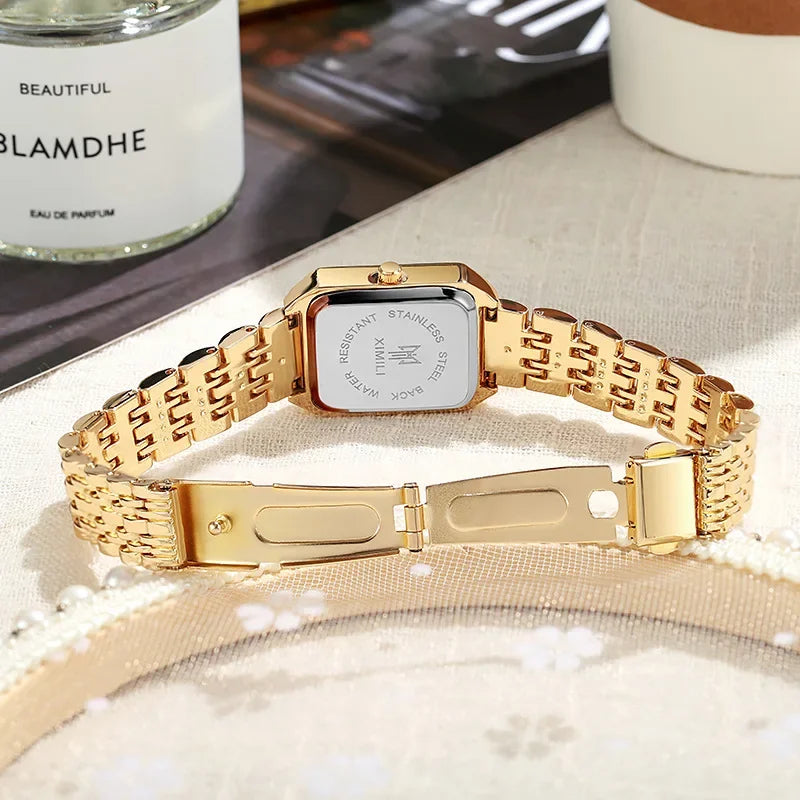 2025 Hot Luxury Women’s Stainless Steel Square Watch – Fashionable Quartz Gift