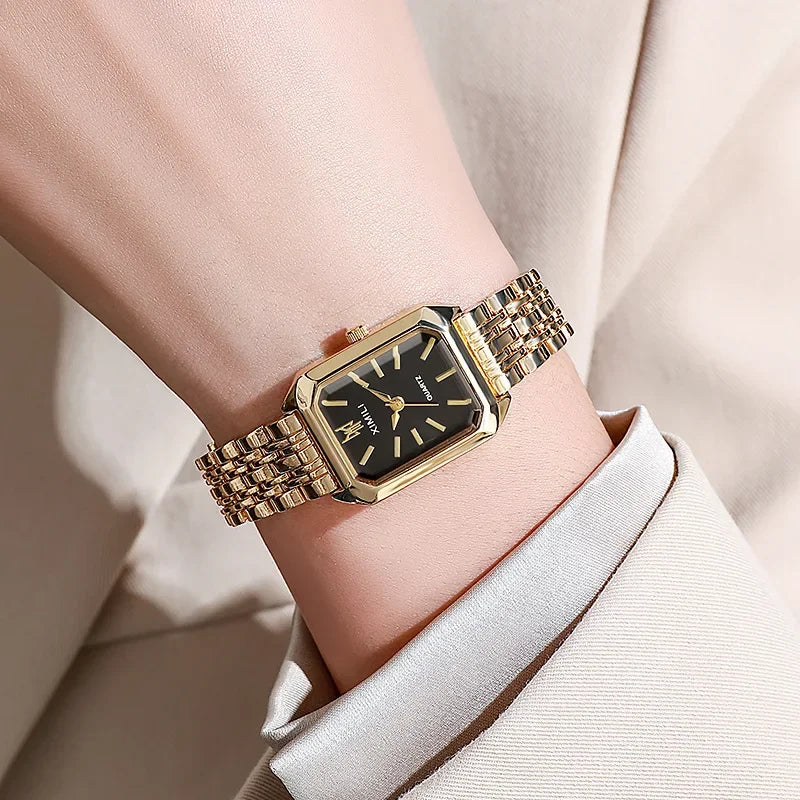 2025 Hot Luxury Women’s Stainless Steel Square Watch – Fashionable Quartz Gift