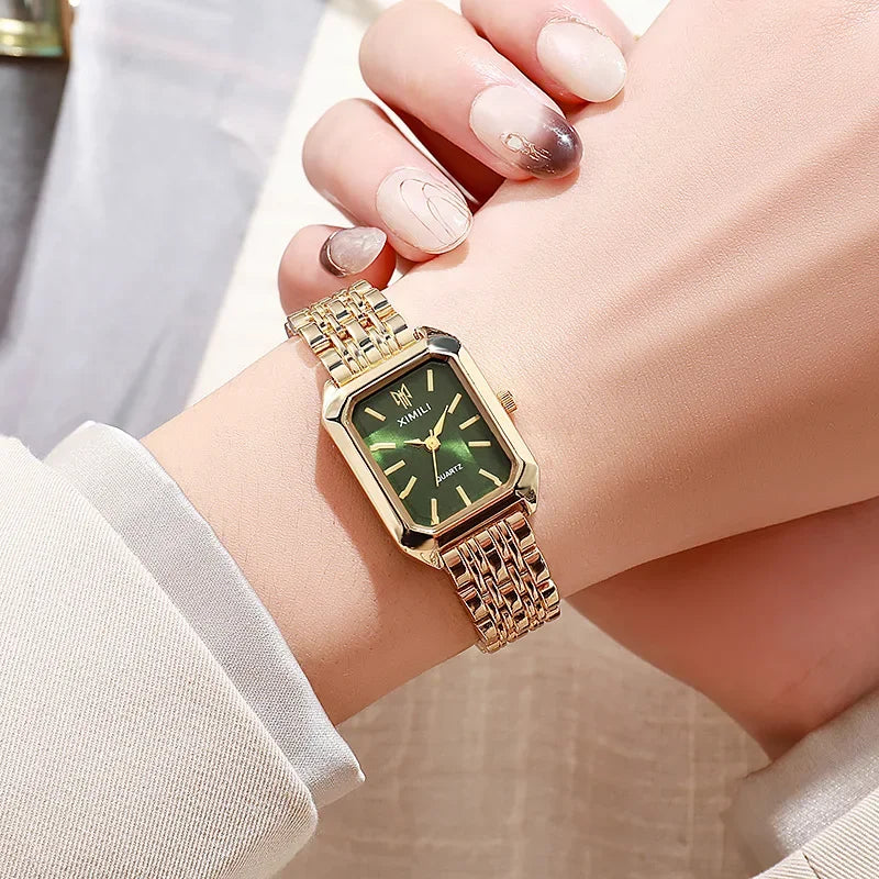 2025 Hot Luxury Women’s Stainless Steel Square Watch – Fashionable Quartz Gift