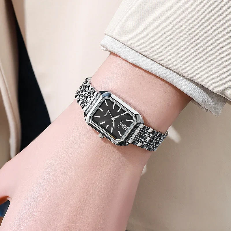 2025 Hot Luxury Women’s Stainless Steel Square Watch – Fashionable Quartz Gift
