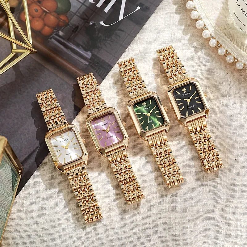 2025 Hot Luxury Women’s Stainless Steel Square Watch – Fashionable Quartz Gift
