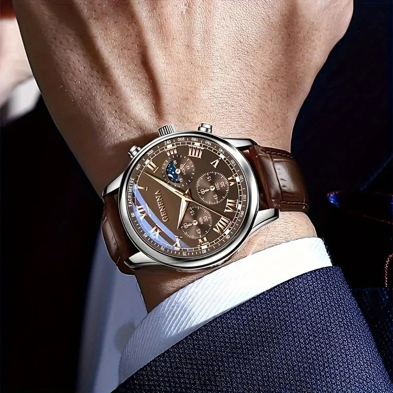 GENEVA Men's Luxury Quartz Watch – Waterproof, Fashionable & Durable