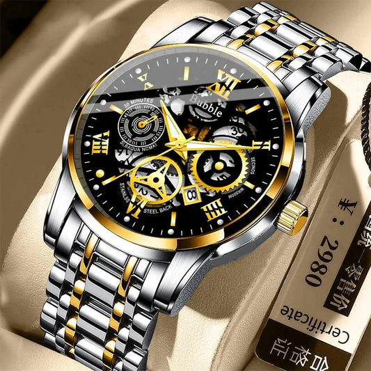 UTHAI Men's Luxury Quartz Watch – Waterproof, Roman Hollow Design