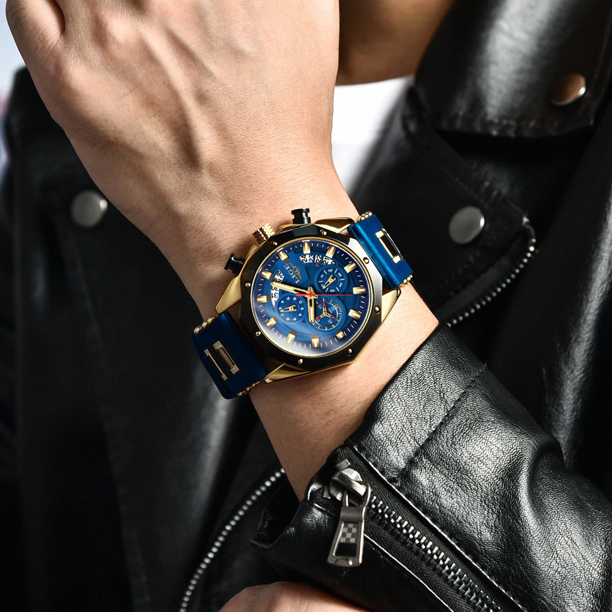 LIGE 2024 Men’s Luxury Sport Watch – Waterproof Silicone Strap Quartz Wristw