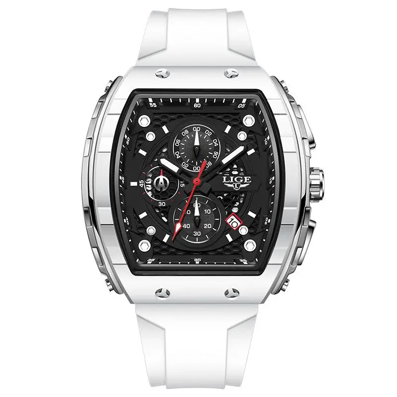 LIGE Top Brand Men's Watches Luxury Square Quartz Wristwatch Waterproof Luminous Chronograph Watch for Men Date Clock