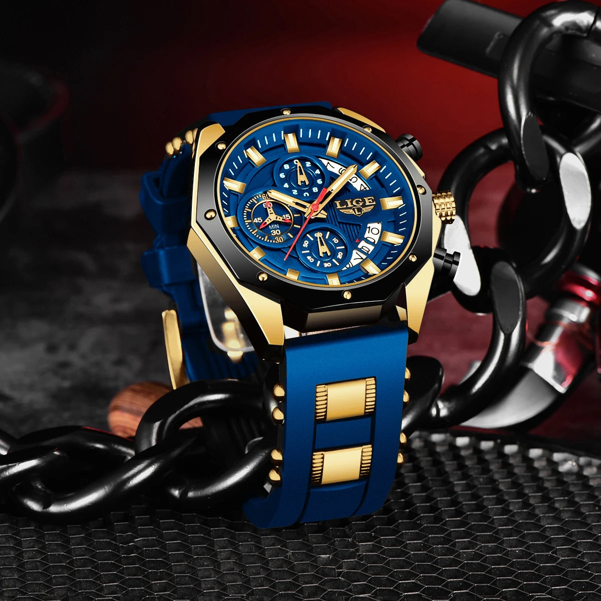 LIGE 2024 Men’s Luxury Sport Watch – Waterproof Silicone Strap Quartz Wristw