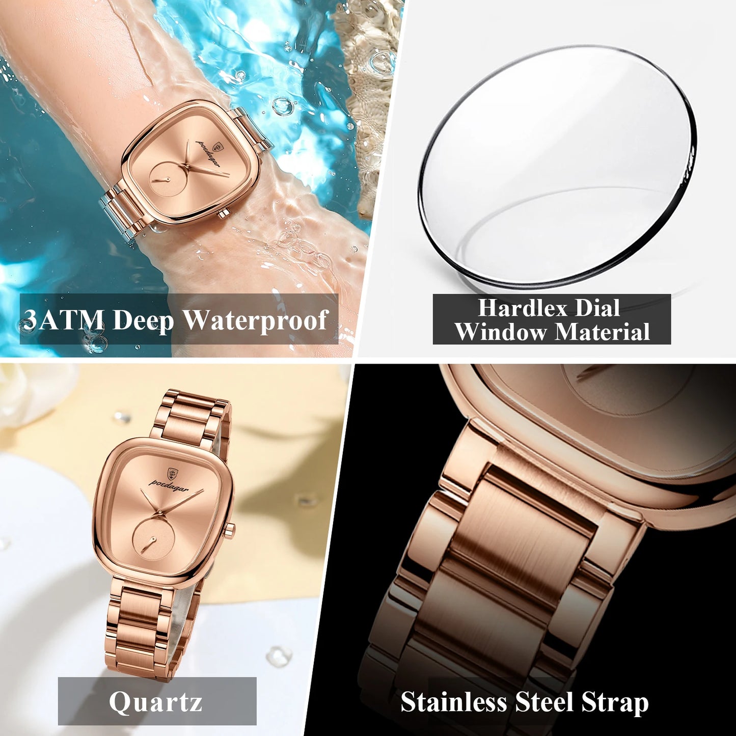 POEDAGAR Luxury Women's Watch – Waterproof Stainless Steel Quartz