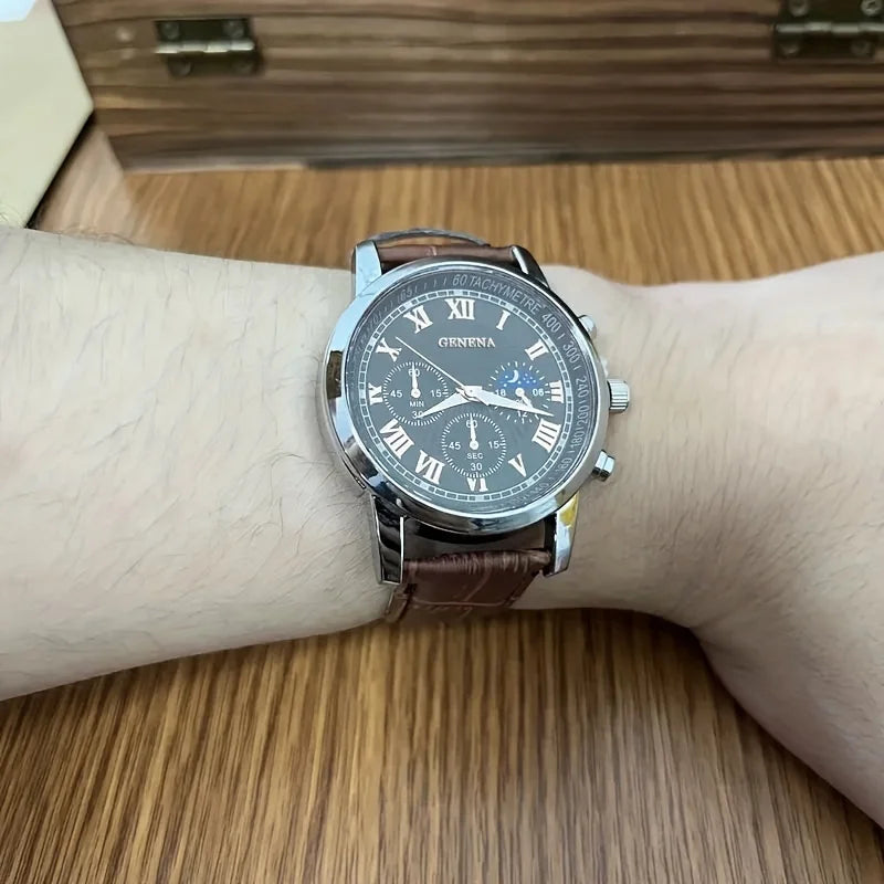 GENEVA Men's Luxury Quartz Watch – Waterproof, Fashionable & Durable