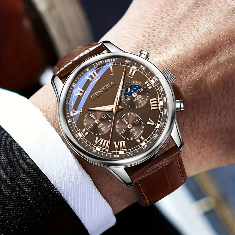 GENEVA Men's Luxury Quartz Watch – Waterproof, Fashionable & Durable